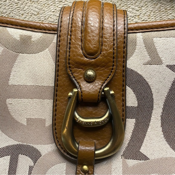 Etienne Agnier Canvas and Leather Satchel Handbag - Picture 6 of 12